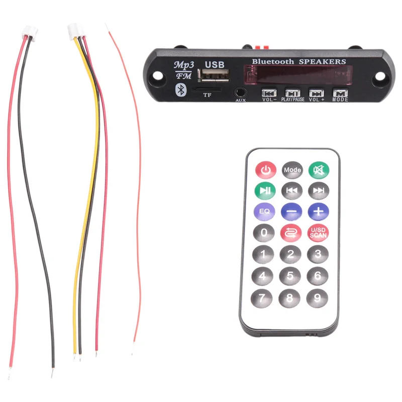 -A12R 2X Bluetooth 5,0 placa decodificadora de MP3 DC 5V 12V módulo de Radio FM para coche compatible con TF USB AUX para teléfono de coche