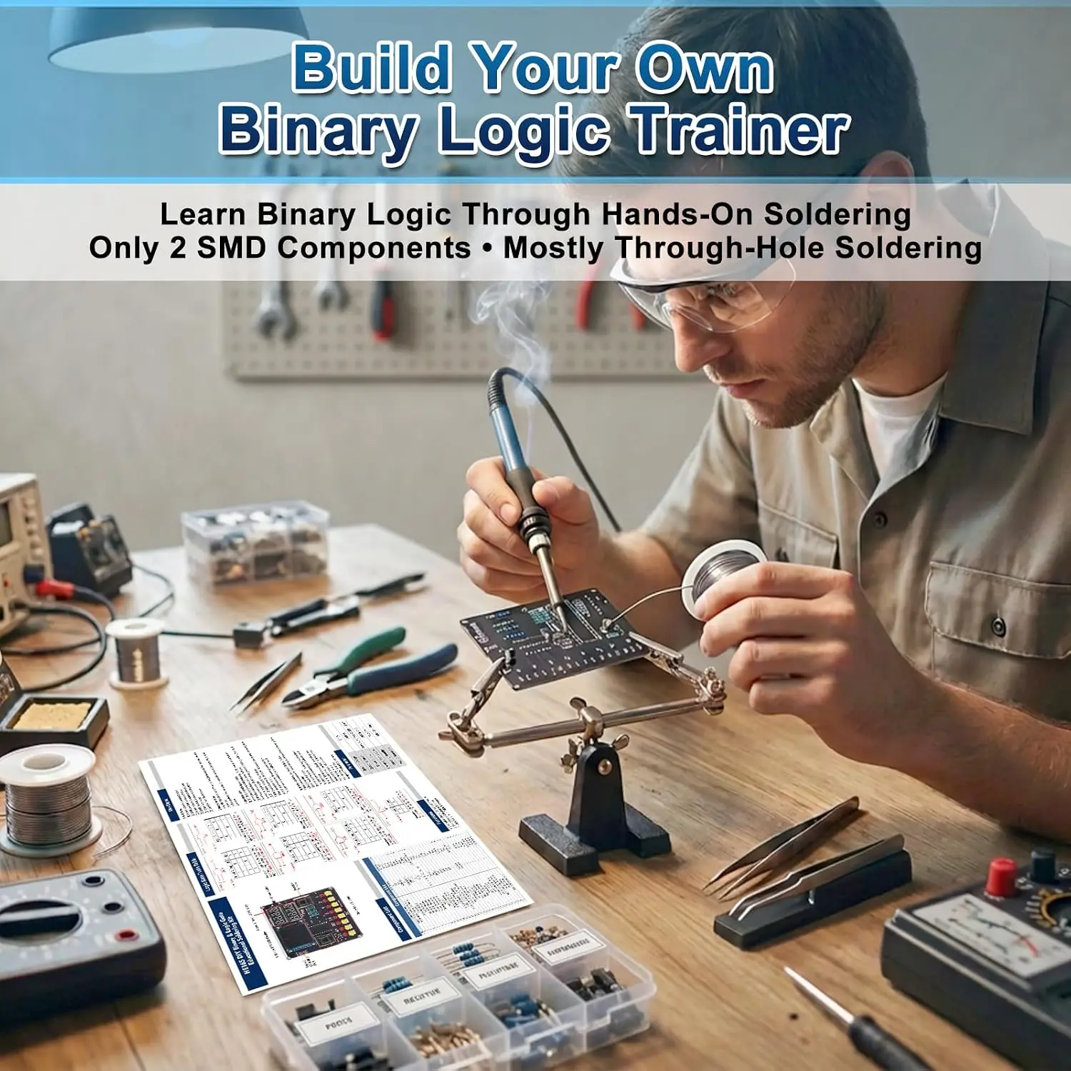 Binary Logic Gate Soldering Practice Kit Decimal to Binary Conversion & Logic Calculations STEM Project Fun Binary Training Tool