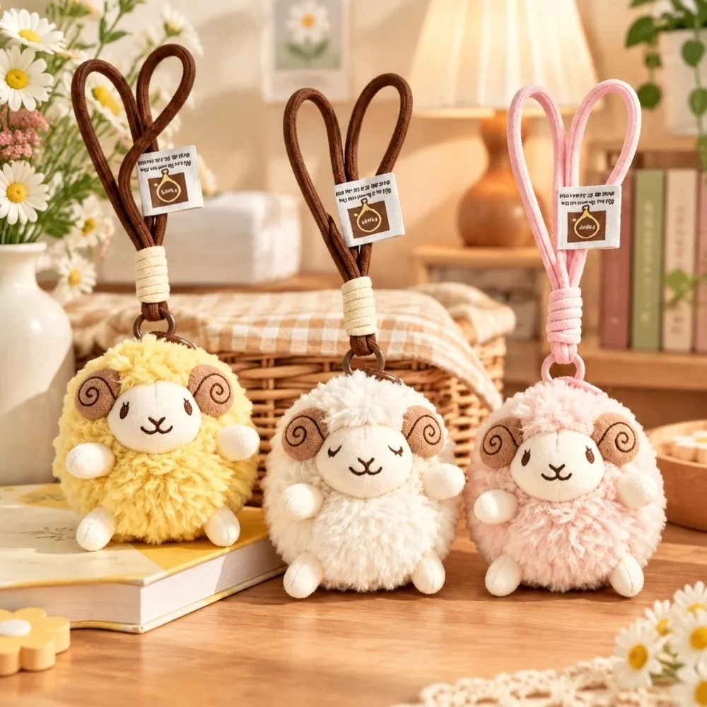 Schlüsselanhänger Weicher Flauschiger Plüsch-Schaf-Schlüsselanhänger Mini-Hängeanhänger Neujahrs-Schaf-Puppe Dekoration Lamm-Ornamente Taschendekor – Detail 6