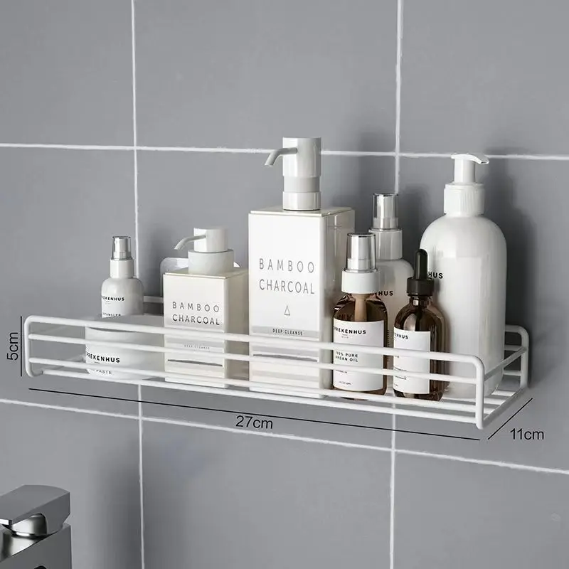 Top 2 Nail Free Black White Bathroom Shelves Corner Shelf Kitchen Spicestorage Rack Shower Toiletries Shelf Bathroom Accessories