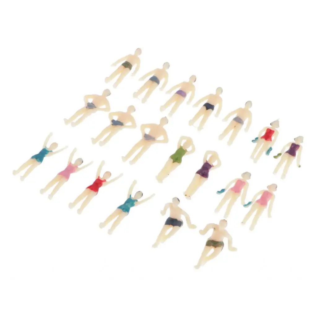 Figurines Peintes pour Paysage, 20 Pièces, Femmes et Hommes, 1:75