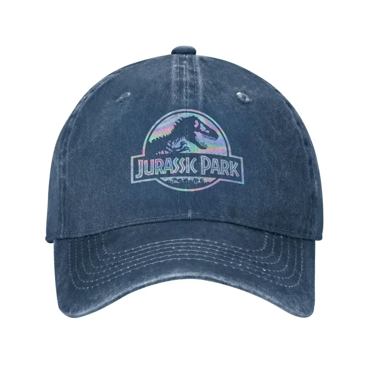 Jurassic Parks Baseball Caps Retro Distressed Denim Washed Retro Holographic T-Rex Movie Logo Snapback Cap Outdoor Golf Caps Hat