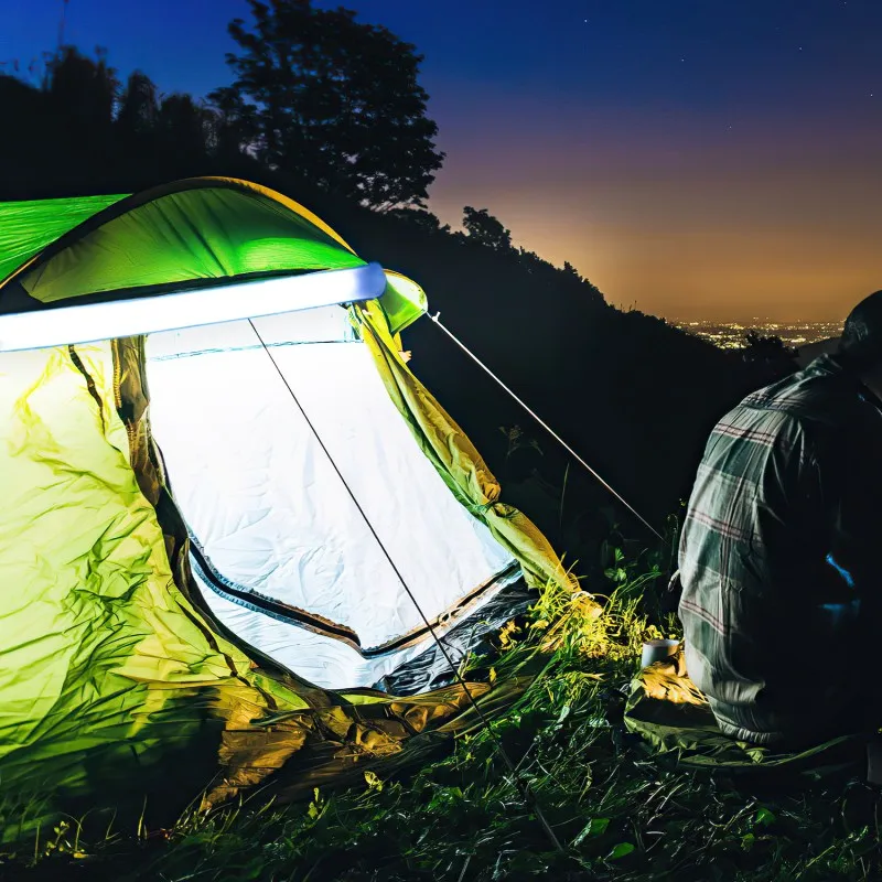 Usb recarregável super brilhante inflável led acampamento luz de viagem lâmpada de emergência portátil ao ar livre caminhadas acampamento tenda luz