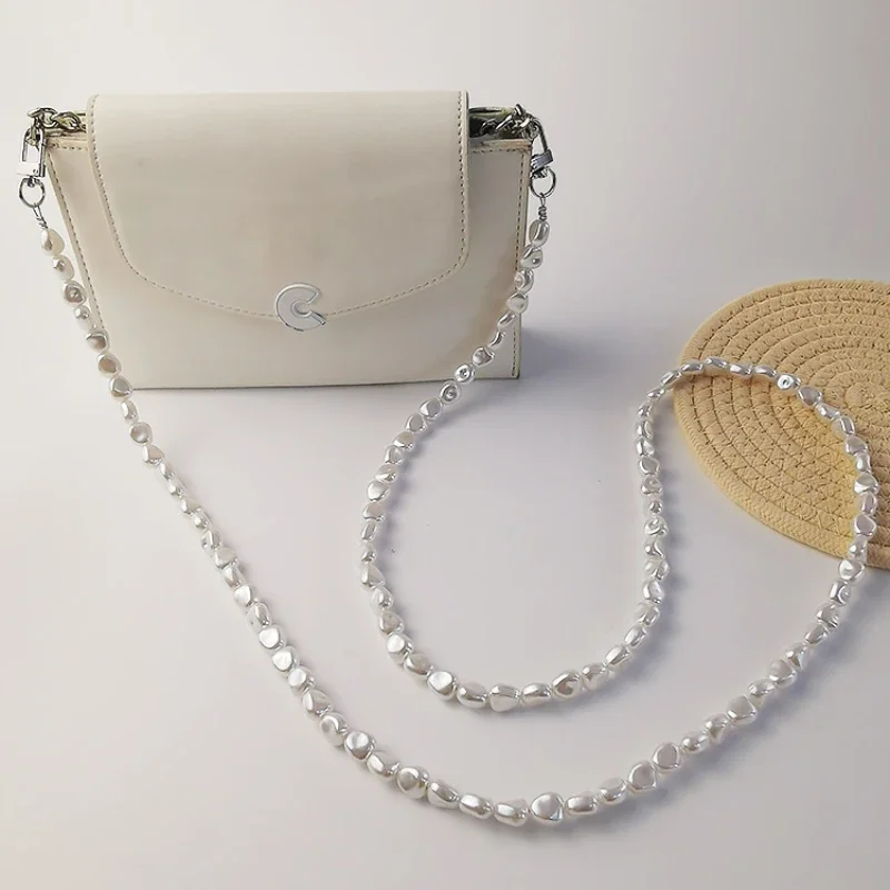 Mobile Phone Lanyard Women\'s Crossbody Beaded Chain Senior Fashion Flat Pearl Chain Anti-loss Sling Strapclip Phone Charm Strap