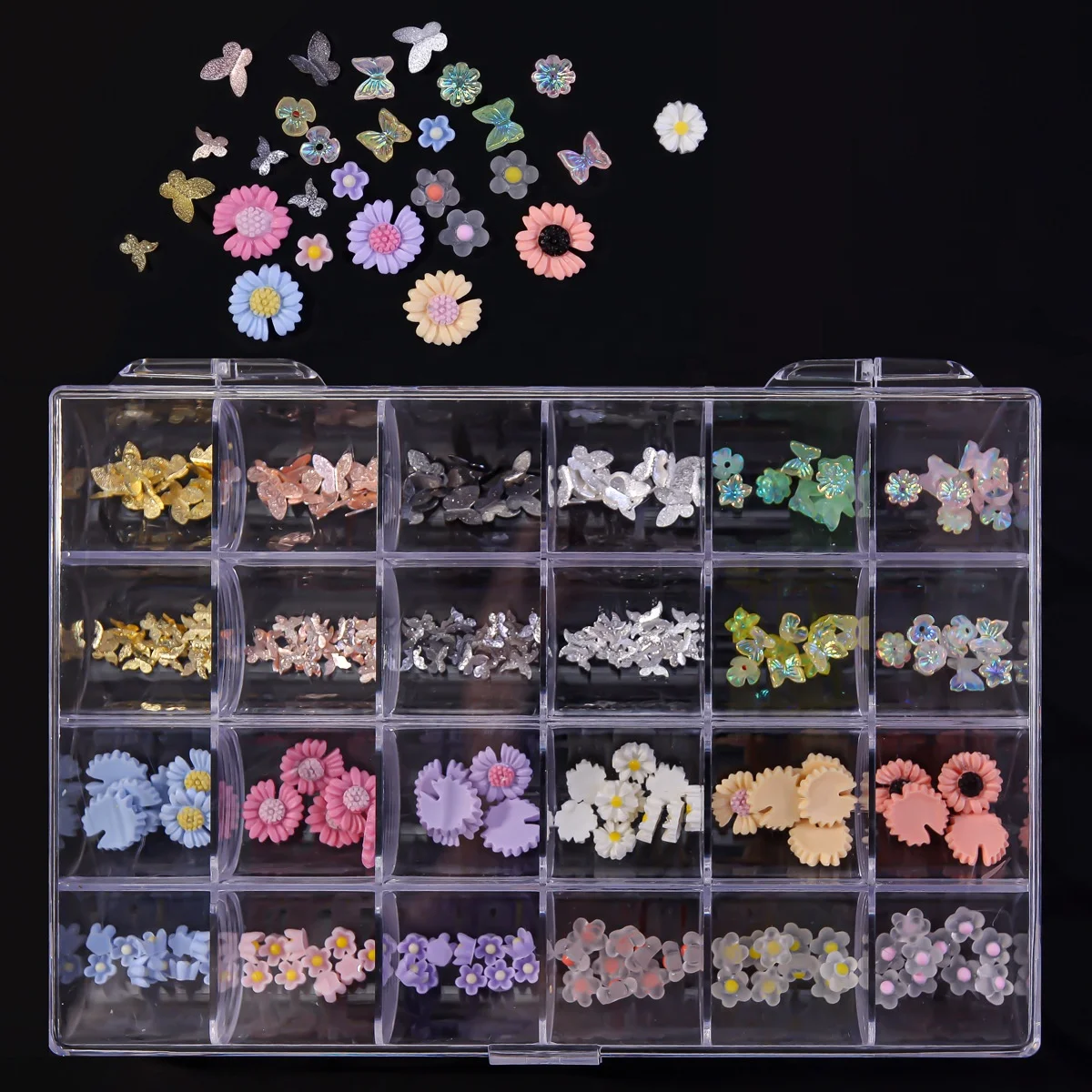 24-Grid Glitter Crown 3D Nail Art Stickers Alloy Rhinestones Designer Nail Decorations