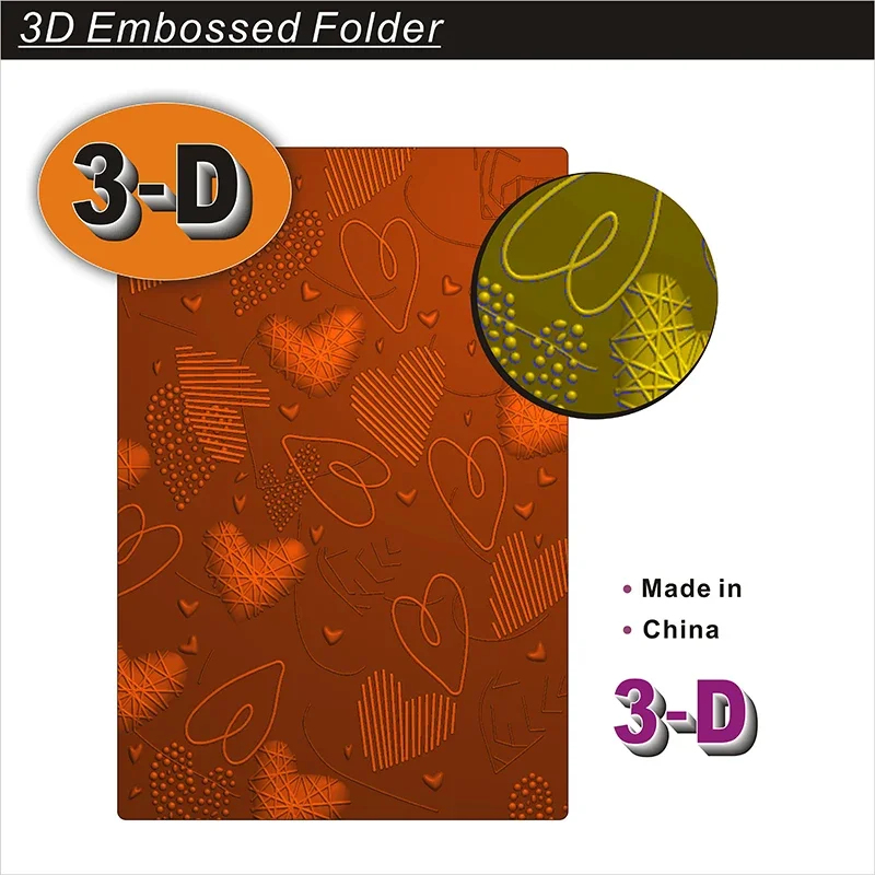 3-d Textured Impression Embossed Folder - Sign Making Heart For Handmade Brick Wall Pebble Leaf And Letter Background Greeting C