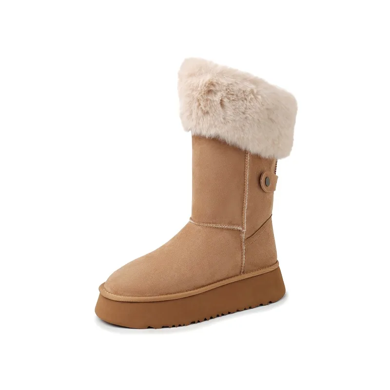 

Classic Vintage Women's Snow Boots New Suede Platform Warm Boots Large Size 35-42 Designer Original Women's Shoes High Quality