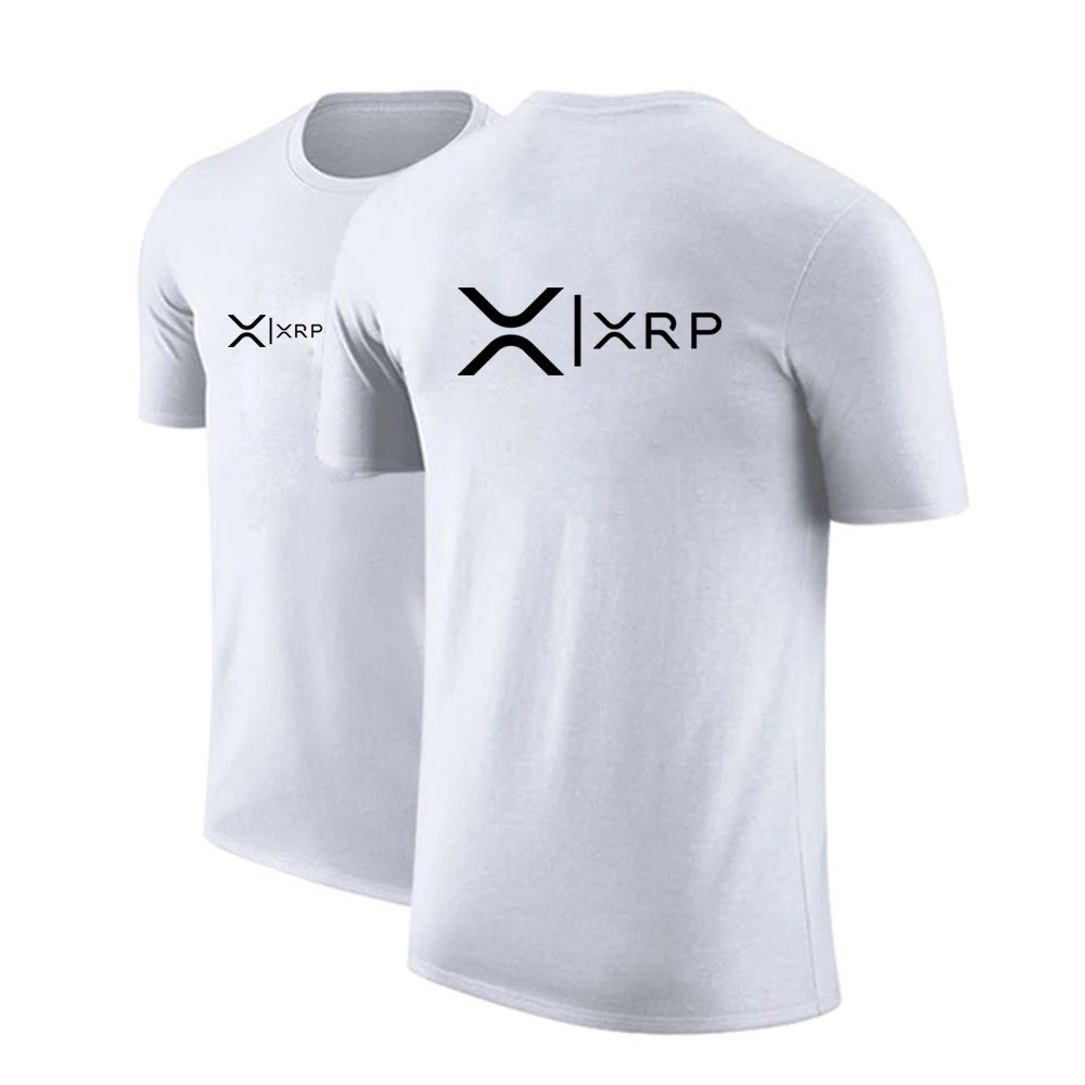 2025 تموج العملة المشفرة XRP جديد الرجال الصيف الجولة الرقبة العادية تي شيرتات قصيرة الاكمام الطباعة نوعية جيدة بلوزات مريحة