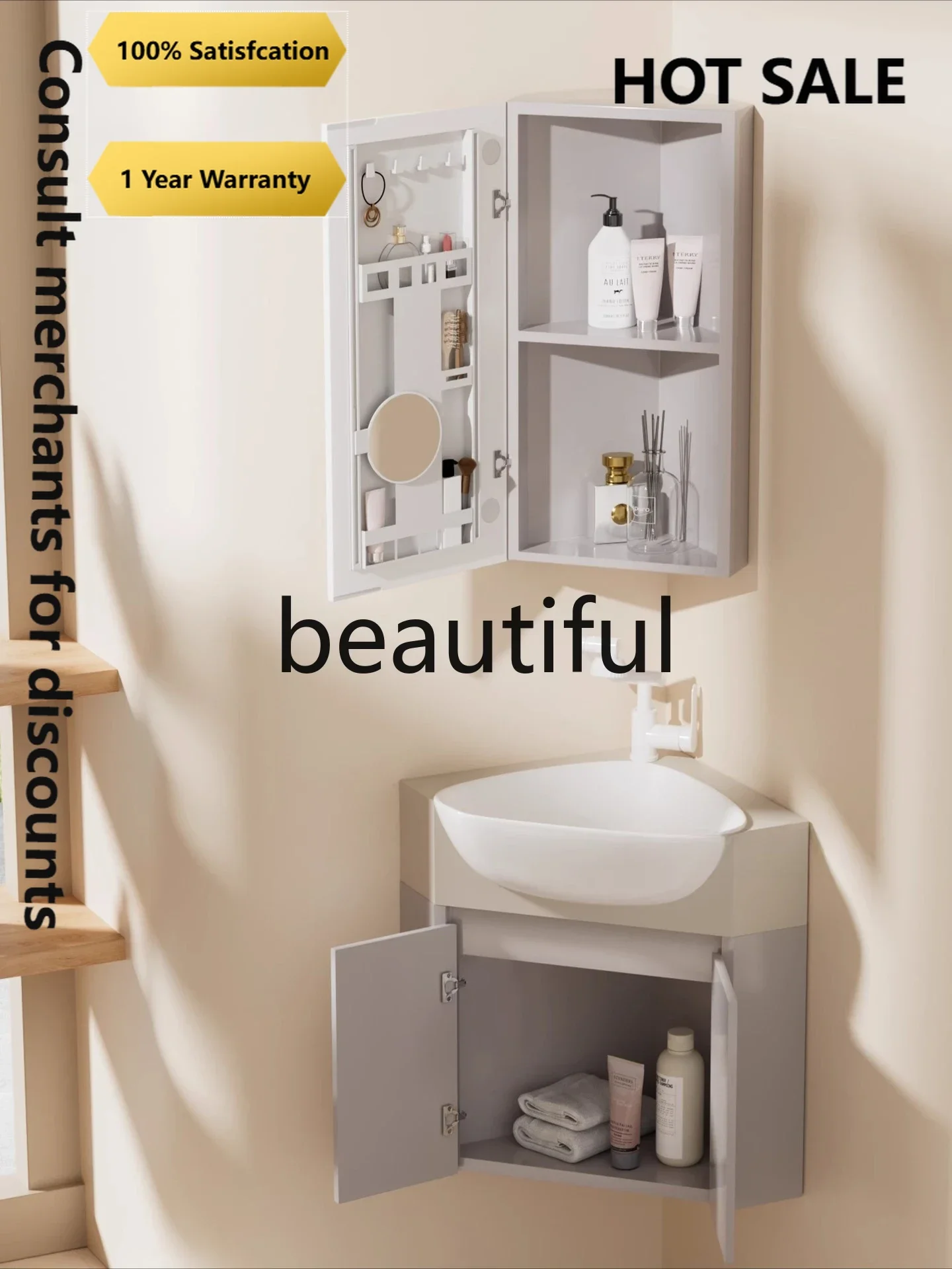 b67 Small apartment corner bathroom cabinet, washing table aluminum alloy, washbasin cabinet combination