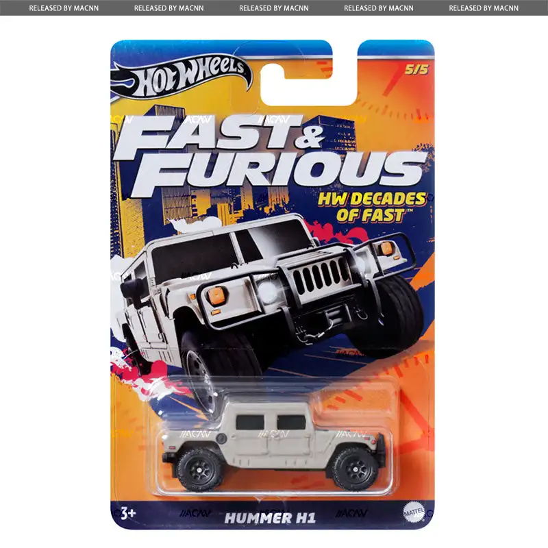 Hot Wheels Fast & Furious HNR88-2024-E Case Volkswagen Jetta MK3/El Camino/Hummer H1 Decades of Fast 1/64 Die-cast Mode Car