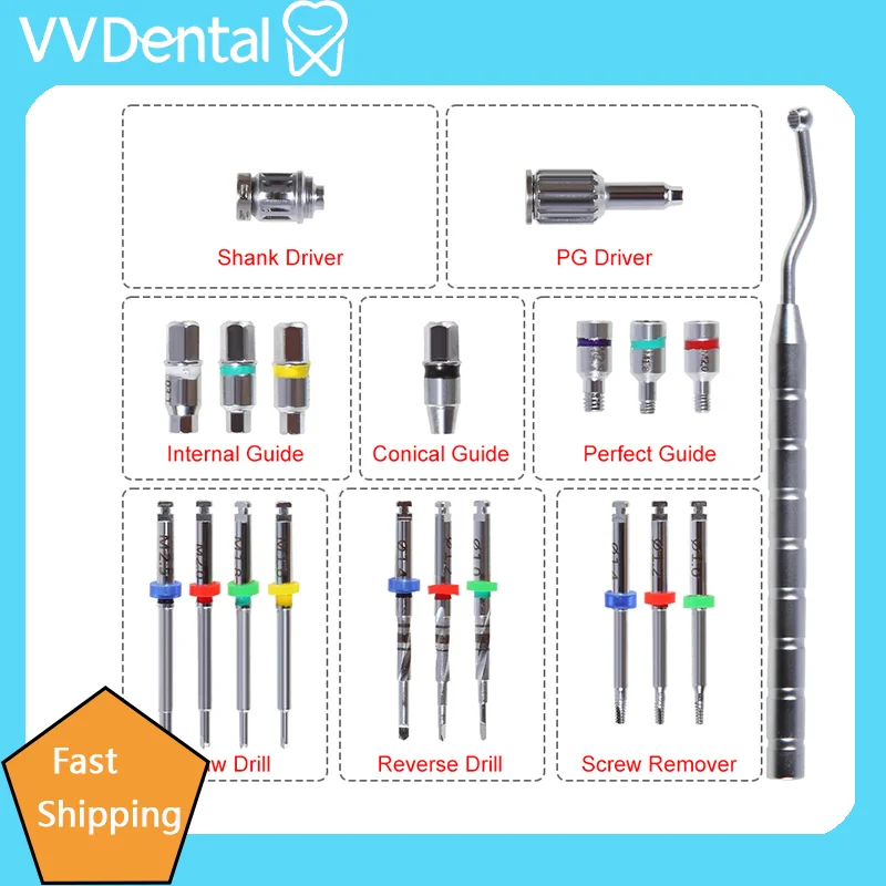 VVDental Implant &Fractured Screw Removal Kit Universal Dental Implant SR RCD Fractured Screw Removal Kit Implant Surgical Tool