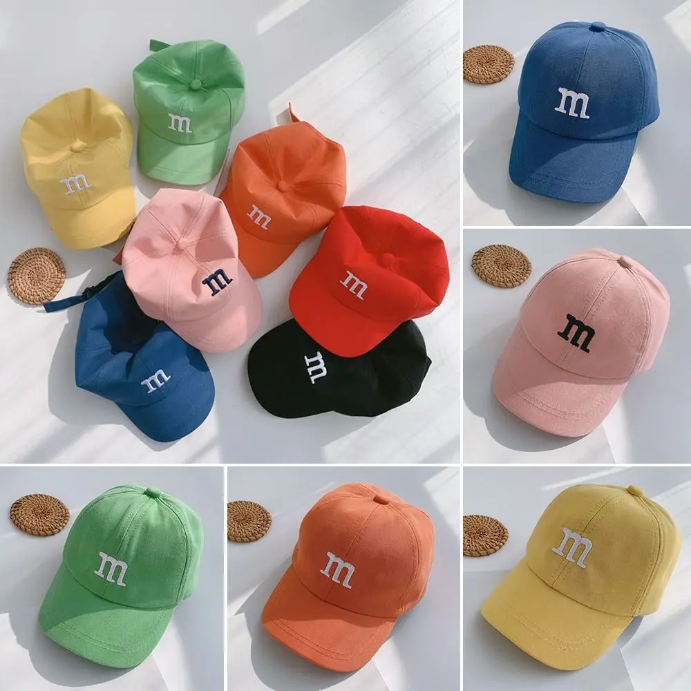 Children M Letter Embroidered Adjustable Baseball Caps Sunscreen Hat Hip Hop Hat Casual Cap