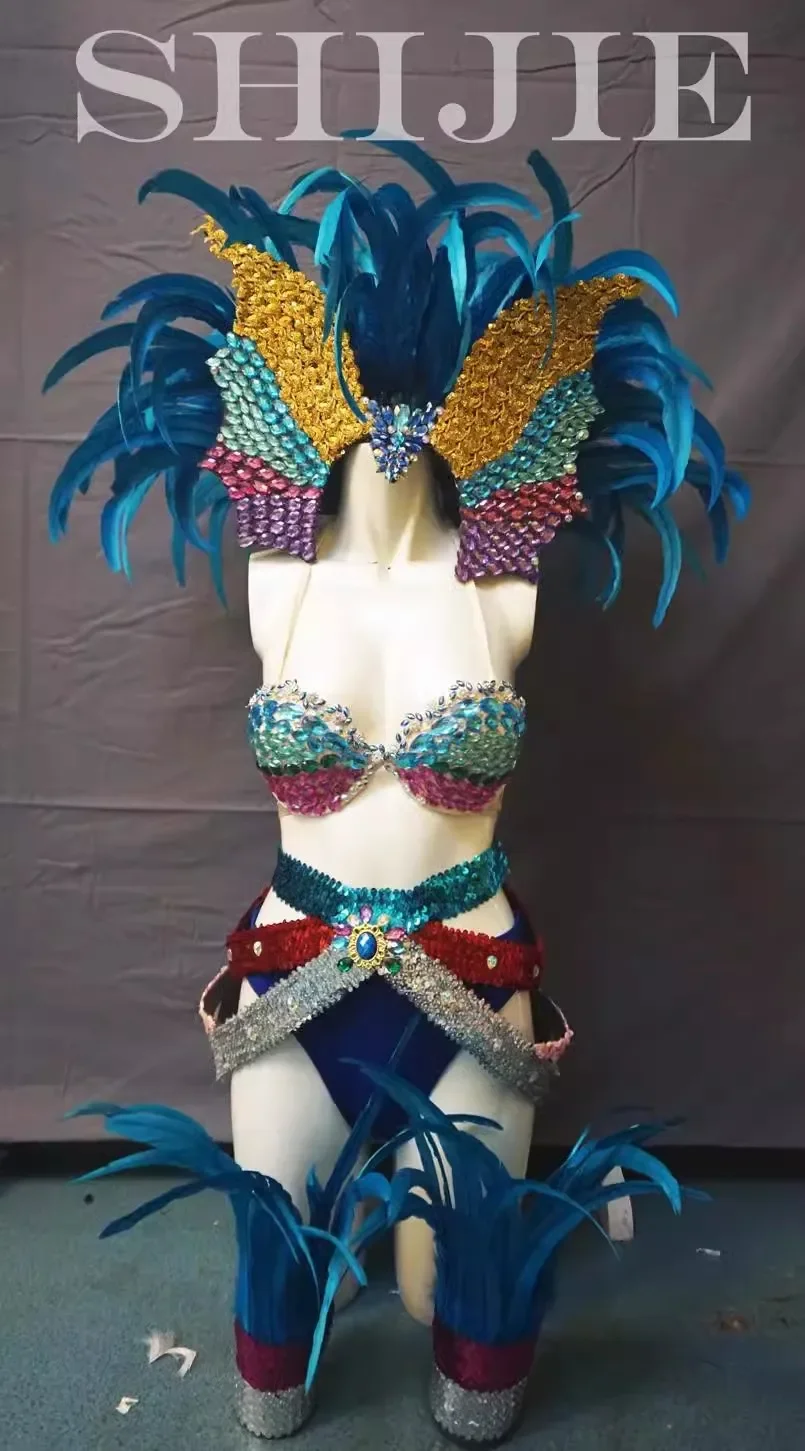 Bar, commercial, amusement park, gogo show, samba dance, multi-color feather performance costumes