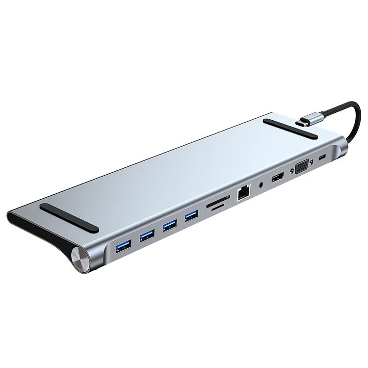 2025 heißer verkauf 11 in 1 USB C Hub Docking Station Typ C zu VGA 4K 1080P USB 3,0 Ethernet Netzwerk Hubs 11 Port Typ C Adapter für