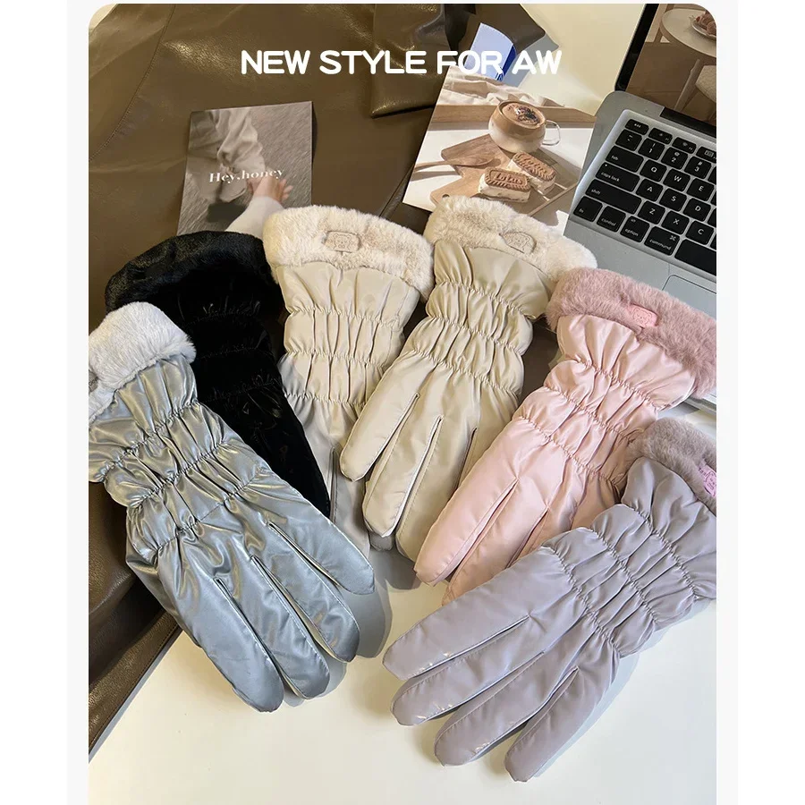 Women's Thermal Touchscreen Winter Gloves Elastic Split-Finger Design for Skiing, Motorcycle Riding & Outings Snow Warm Gloves