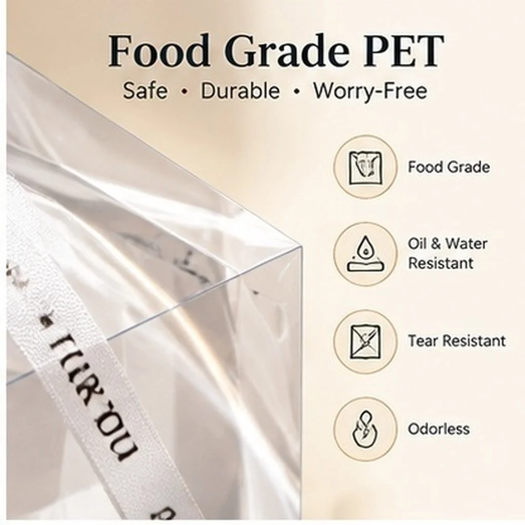 Transparent Cake Boxes 2 Pack Thick PET Oil Proof Waterproof UV Resistant Clear Birthday Cake Packaging