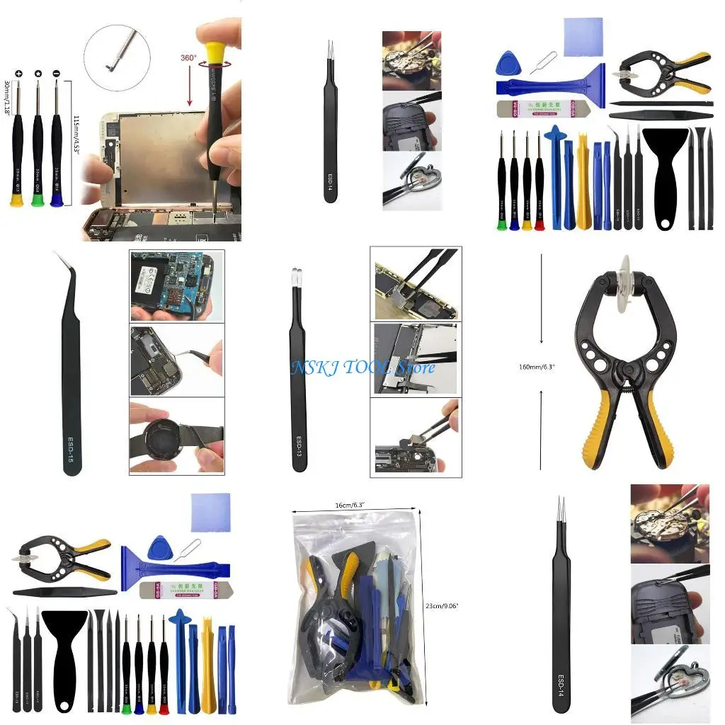 

L8RC 24 in 1 Repair Tools Spudger Pry Opening Tool Tweezers Screwdriver Set Hand Tools Set for Smartphones