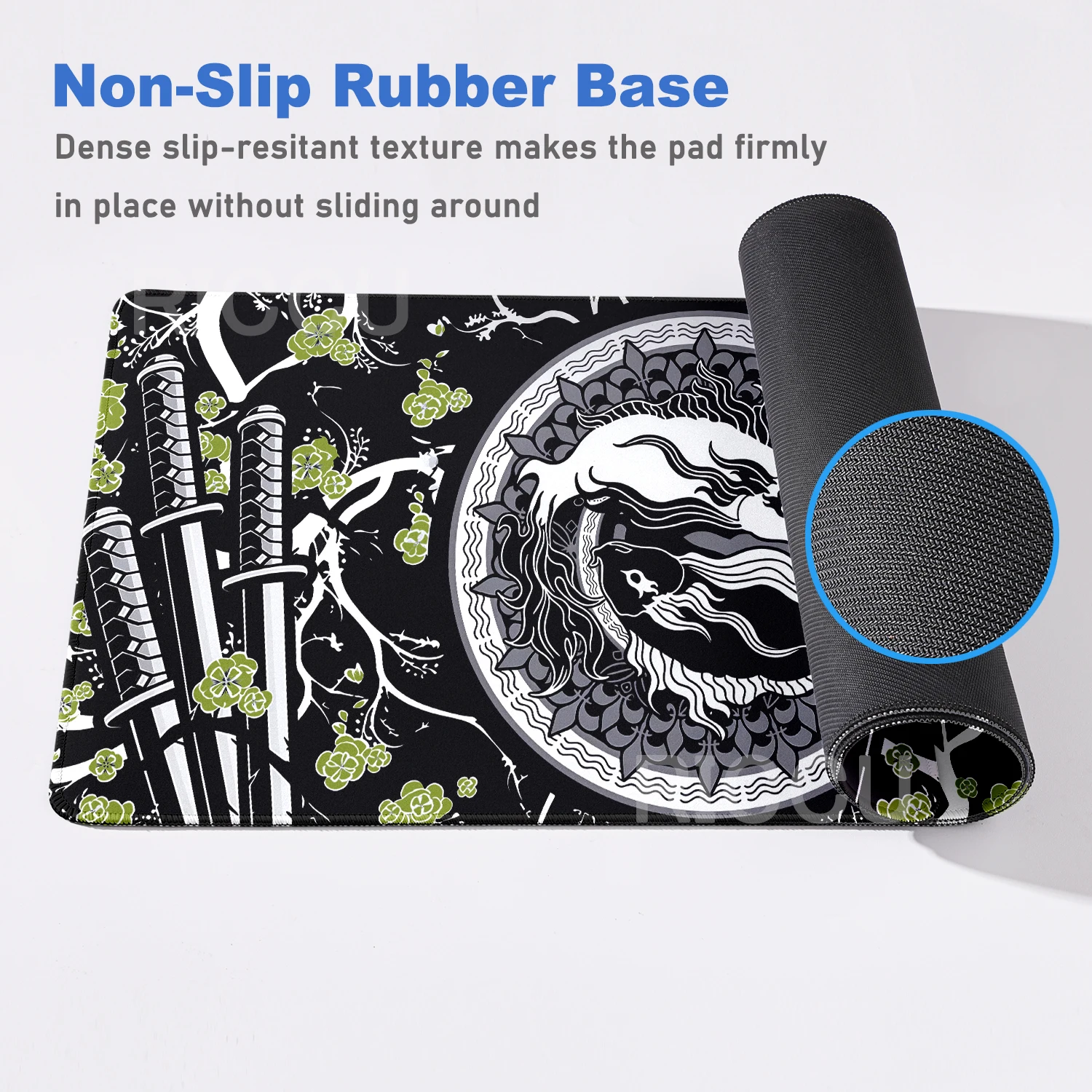 Sakura Fish Mousepad Desk Mat Big Gaming Mouse Pad XXL Samurai Sword Mouse Mat Large Keyboard Desk Pad Office Computer Tablemat