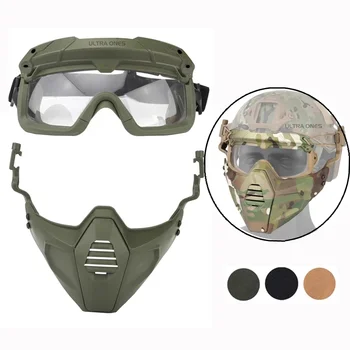 Tactical Masks + Goggles Set Airsoft Paintball Combat Safety Mask Outdoor Hunting Protective Masks + Goggles