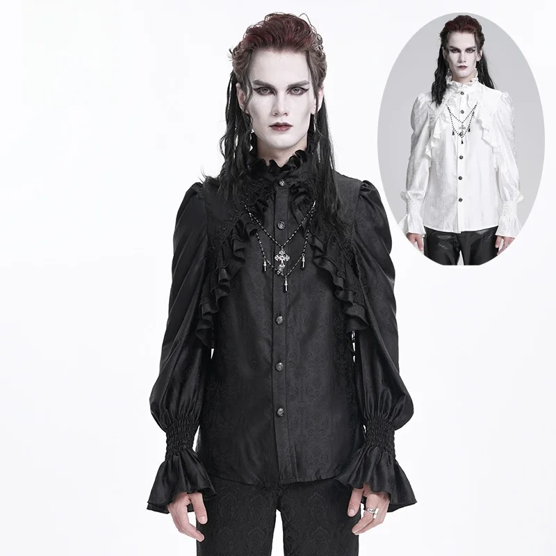 Gothic Fashion Original Men's Shirt Devil Fashion Standard Fit Floral Pattern Polyester Blend Long Sleeve Button up Top