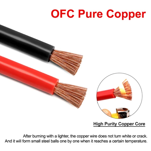 Imagen 2 del producto Cable inversor de batería RV Cable de cobre puro 8 6 4 AWG con terminal de cobre estañado M8 para sistema Solar Cable de conexión de coche UPS