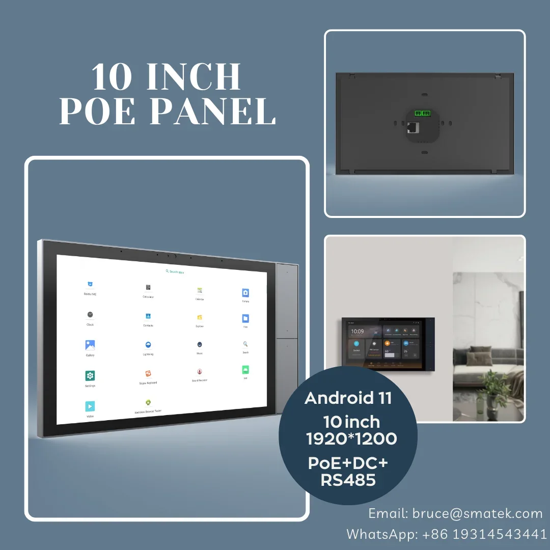 2026 10 Inch RK3566 POE Touchscreen for Smart Home Automation with Wifi Ethernet Light&Proximity Sensors RS485 DC 24V PoE Tablet