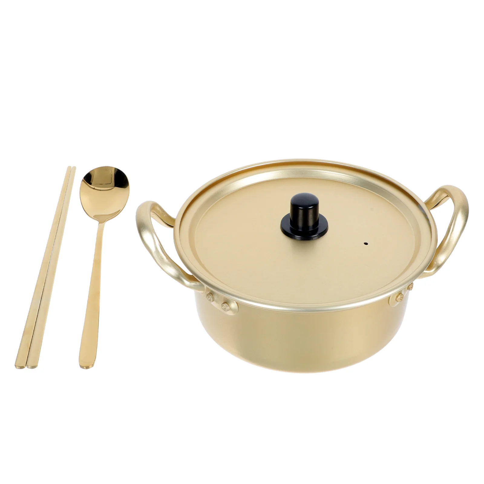 

Frying Pan Korean Ramen Pot Kitchen Cookware Gadget Hot Non-stick Stockpot Instant Noodle Double Ears Golden