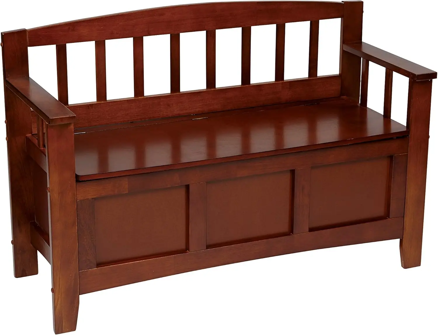 OSP Home Furnishings Mission Style Wood Entry Way Bench with Storage, Walnut Finish