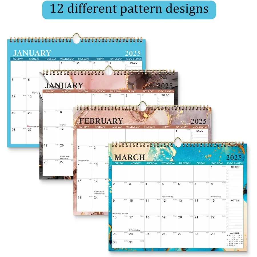 ปฏิทินติดผนัง 18 เดือน ตั้งแต่ มกราคม 2025 ถึง มิถุนายน 2026 ขนาด 14.7x11.4 นิ้ว ปฏิทินปี 2025 แบบเข้าเล่ม TwinWire พร้อมห่วงแขวน ขนาดใหญ่