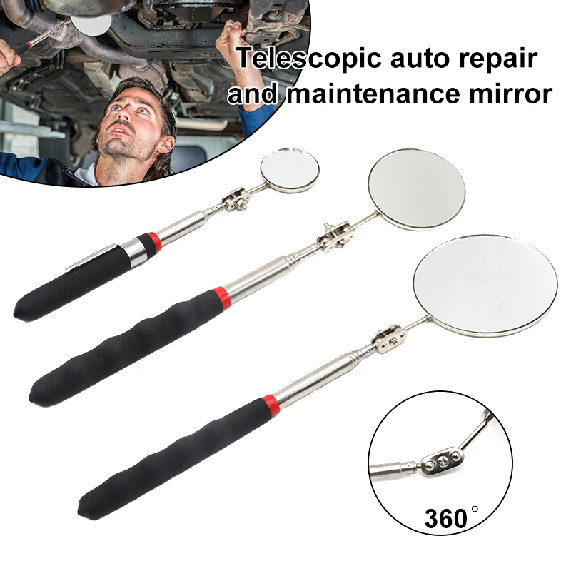Accesorio Universal para Reparación de Automóviles 360 ° Espejo de Inspección Telescópico Plegable con Detección de Rotación para Mantenimiento de Vehículos
