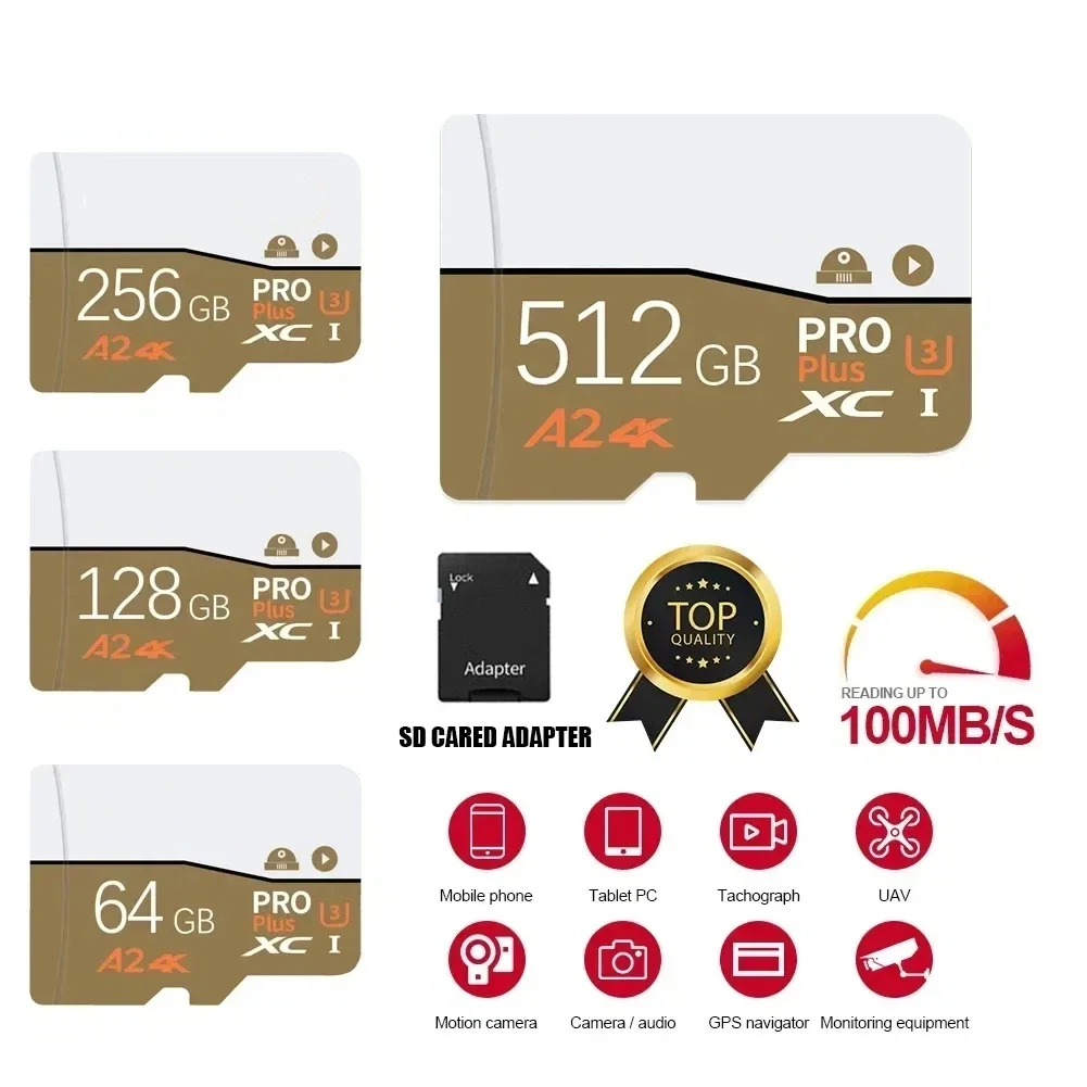 Micro SD Card 512GB/256GB/128GB/64GB Micro TF SD Memory Card UHS-I U3 A2 Class 10 Fast Transfer for GoPro DJI Smartphone