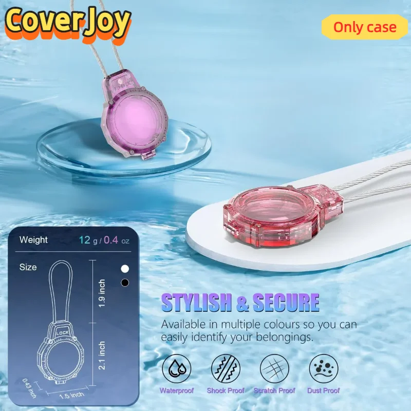 

CoverJoy Crystal Clear PC Hard Case for AirTag Waterproof Protective Cover with Keychain Holder Anti Lost Tracker