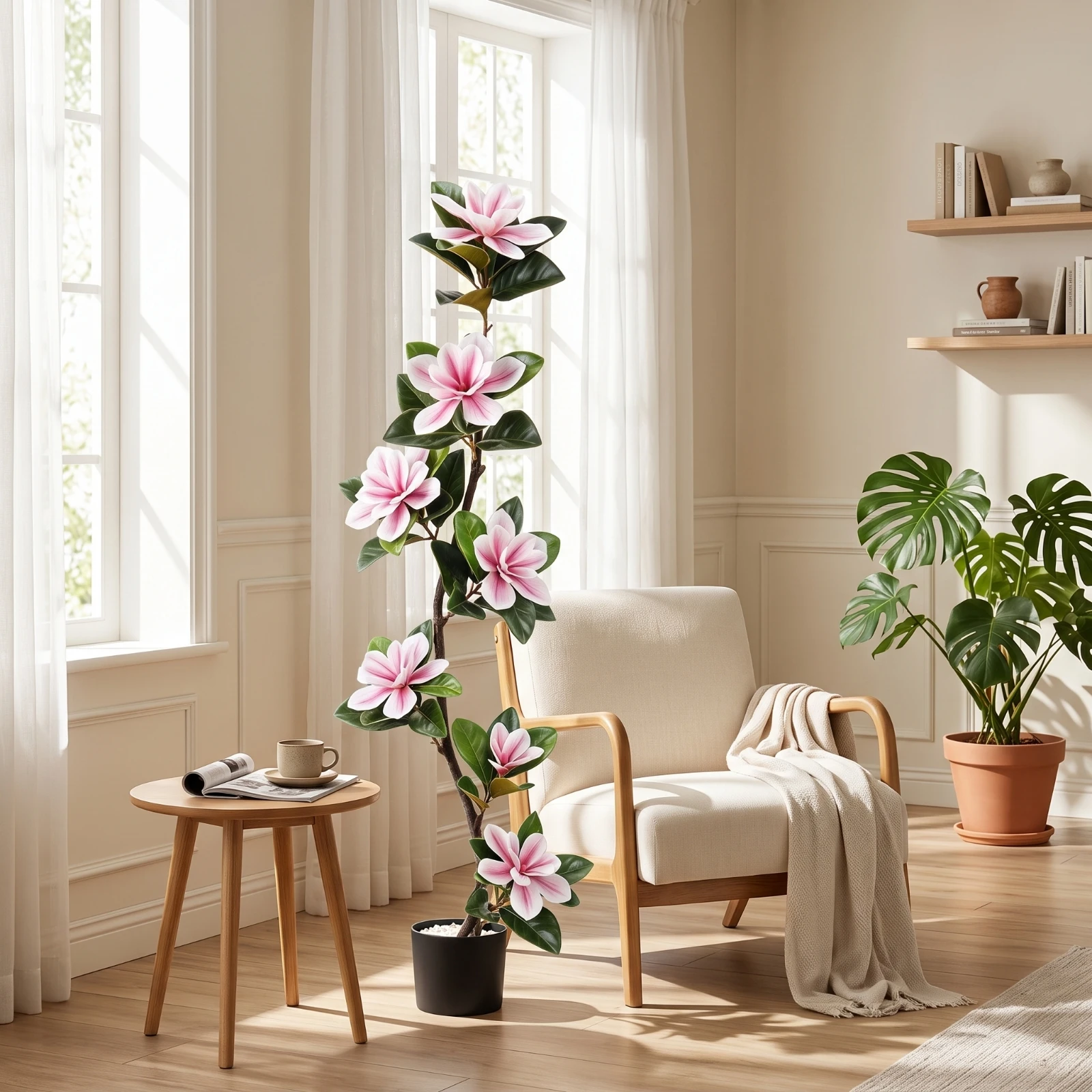 Artificial Faux Blossom Tree Tree Indoor Fake Faux Blossom Tree Tree Faux Potted Plant Stable Artificial Plant with Planter Pot