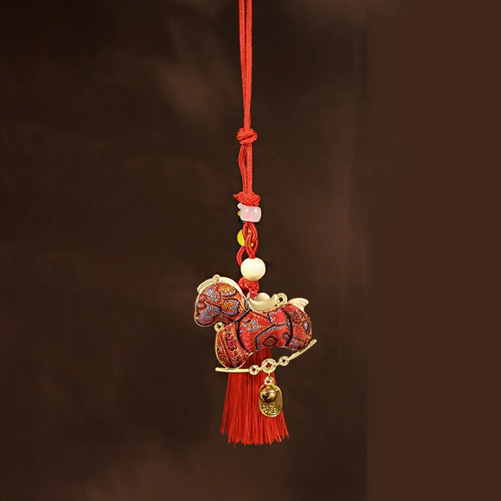 Chinese Style Pony Embroidered Pendant Satin Brocade New Year Horse Pendant Spring Festival Keychain Horse Hanging Decoration