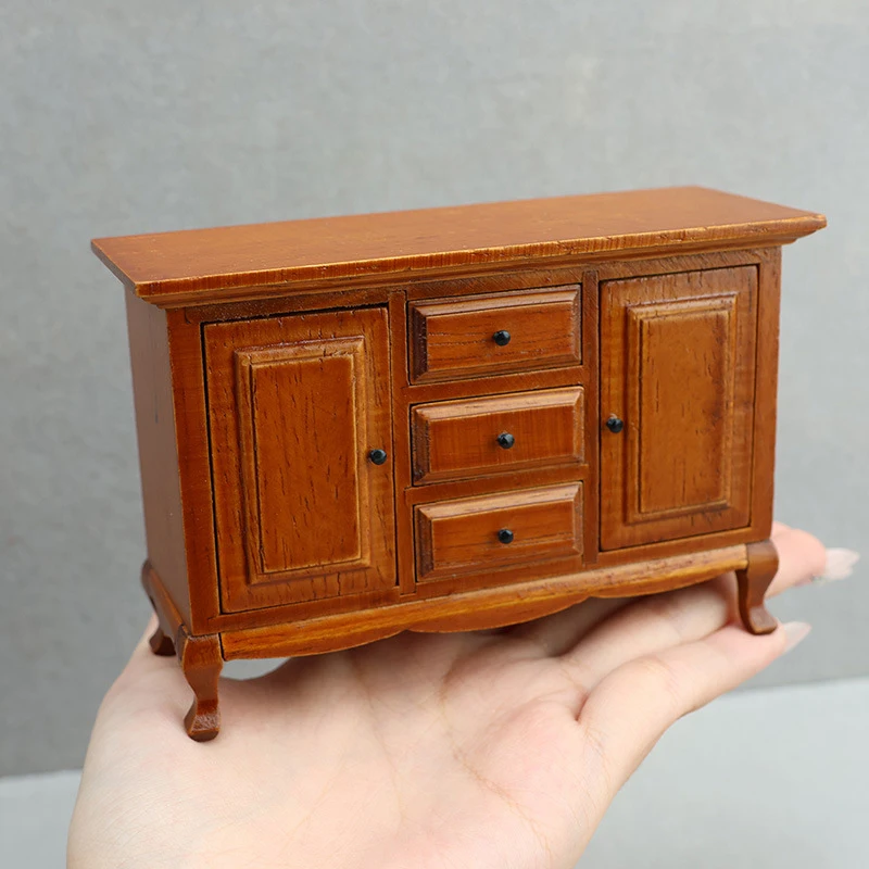 1Pcs 1:6 1:12 Dollhouse Miniature Storage Cabinet Three-Layer Drawer Chest Furniture Home Model Decor Toy Doll House Accessories