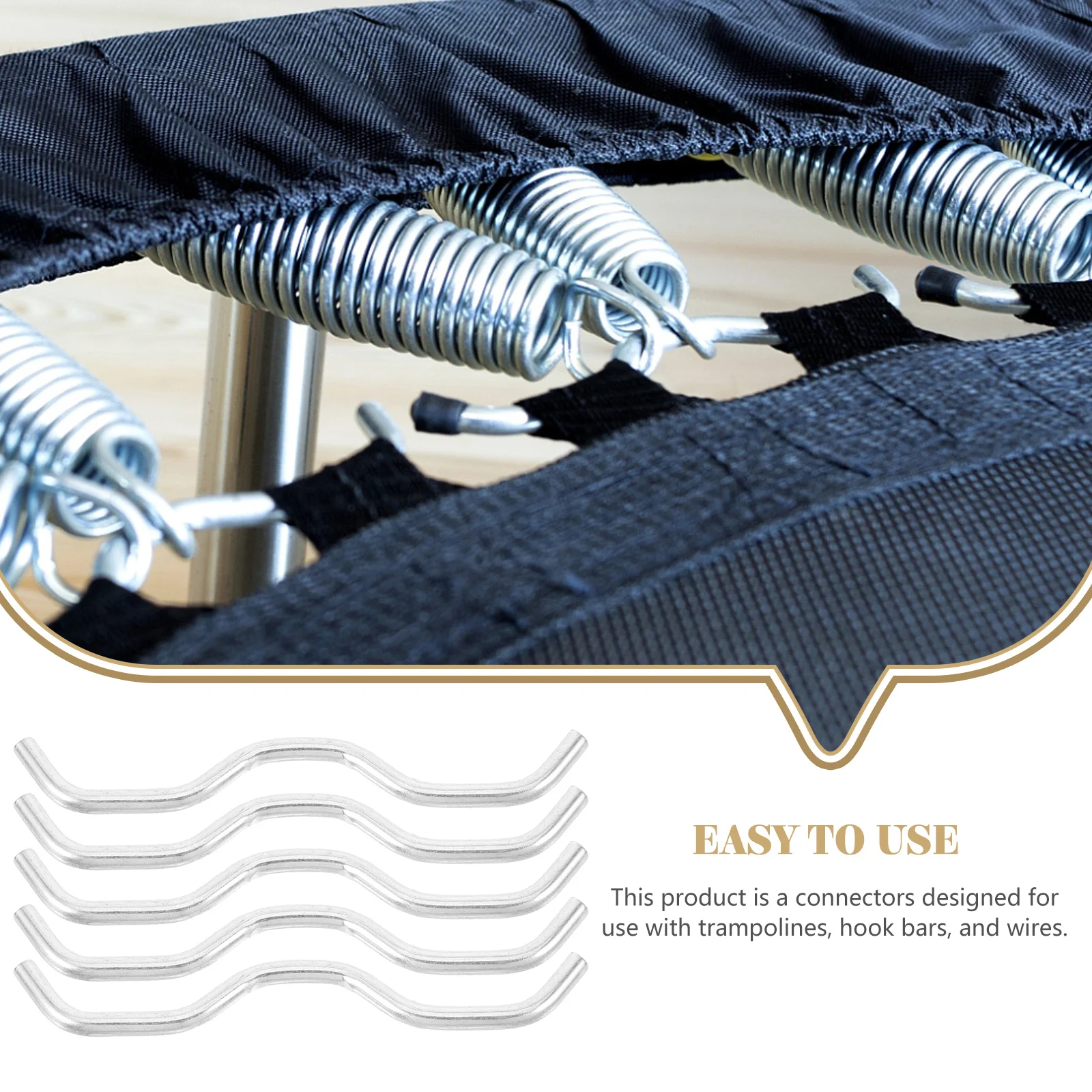 

5Pcs Trampoline Connectors Galvanized Steel Easy Install Versatile Design Wide Range Compatibility Safety Bent Hooks