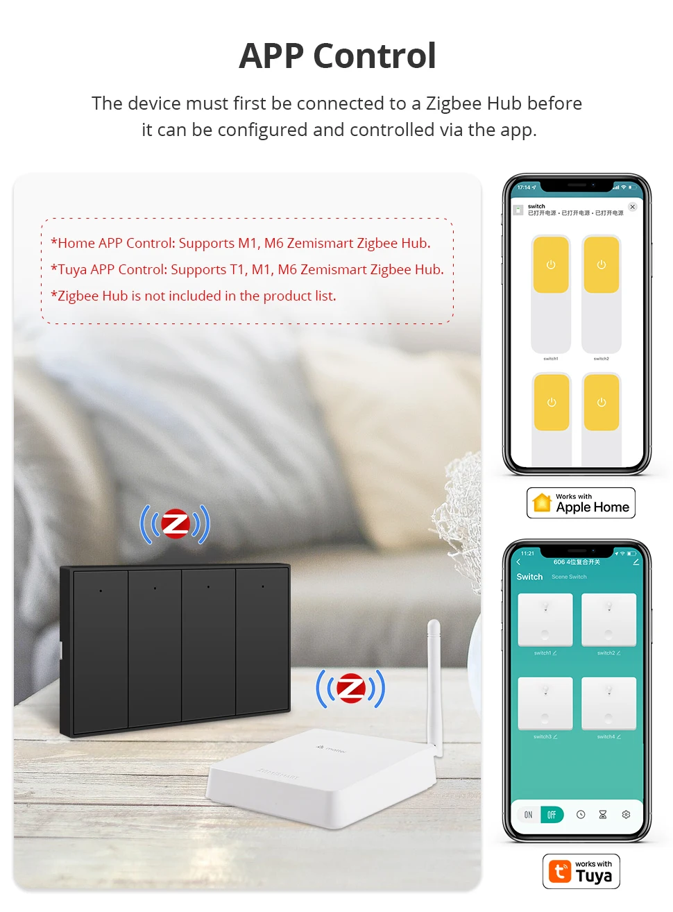 Zemismart Zigbee Push-Wandlichtschalter, kompatibel mit Tuya, Alexa, Google Home und SmartThings über Hub, 1, 2, 3, 4-fach, Neutralleiter erforderlich – Detail 17