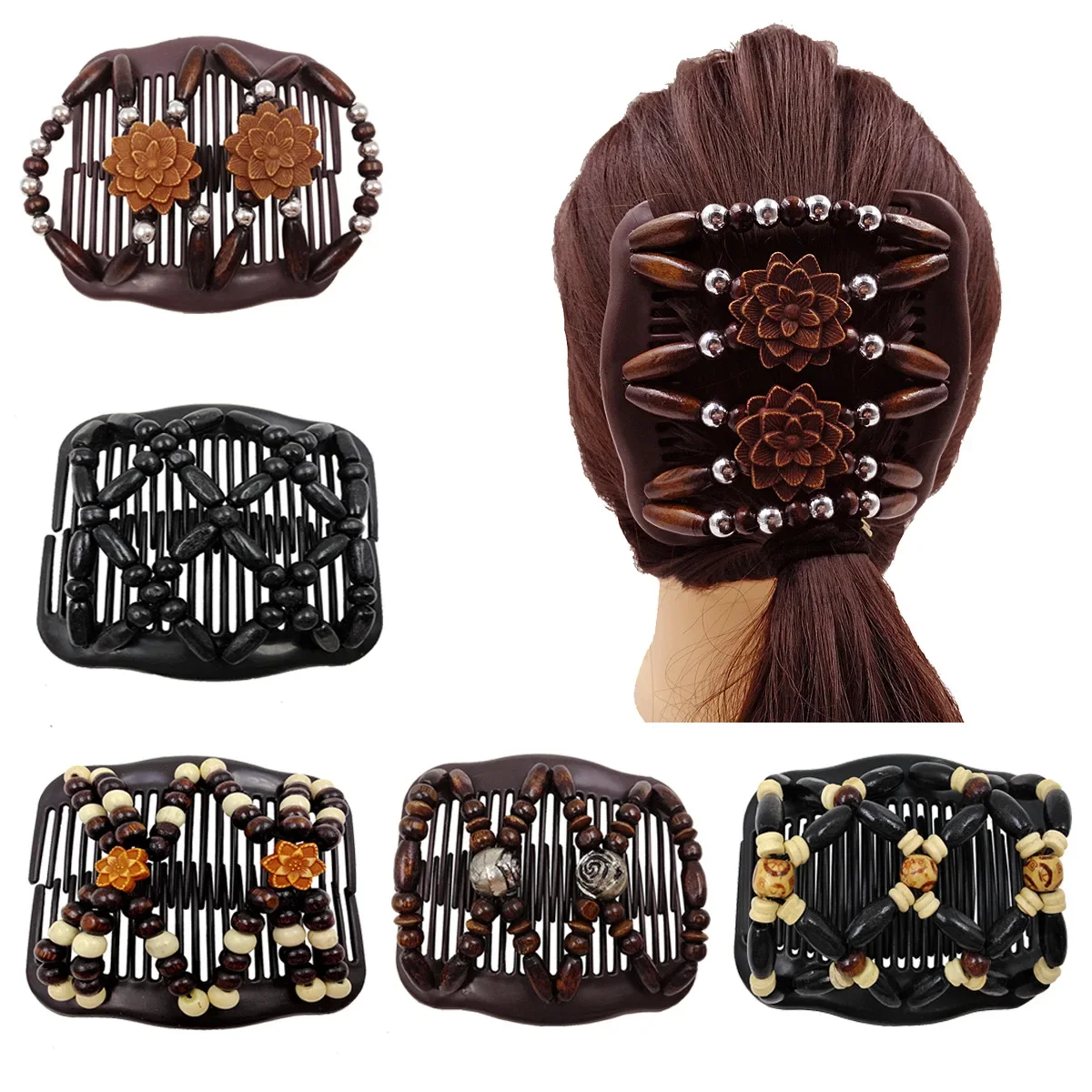 Vintage Creative Magic Hair Comb para Mulheres, Corda Elástica Disco, Headwear, Clip, Acessórios de Moda