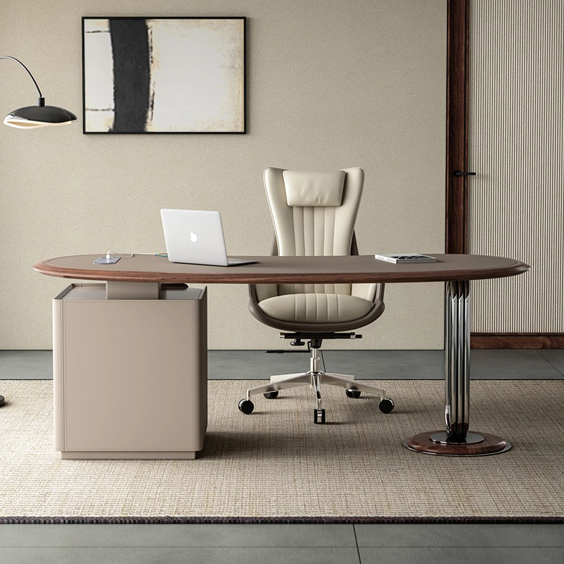 *Italian Minimalist Home Office Dual-Purpose Desk Side Cabinet Retro-Style Computer Desk