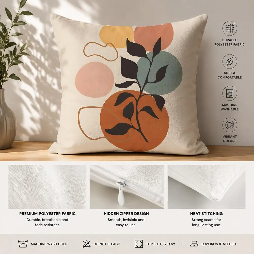 Trend Rustic Geometric Floral Cushion Cover 40x40cm Square Decorative Sofa Cushion Cover Bedroom Living Room Home Decor Gift