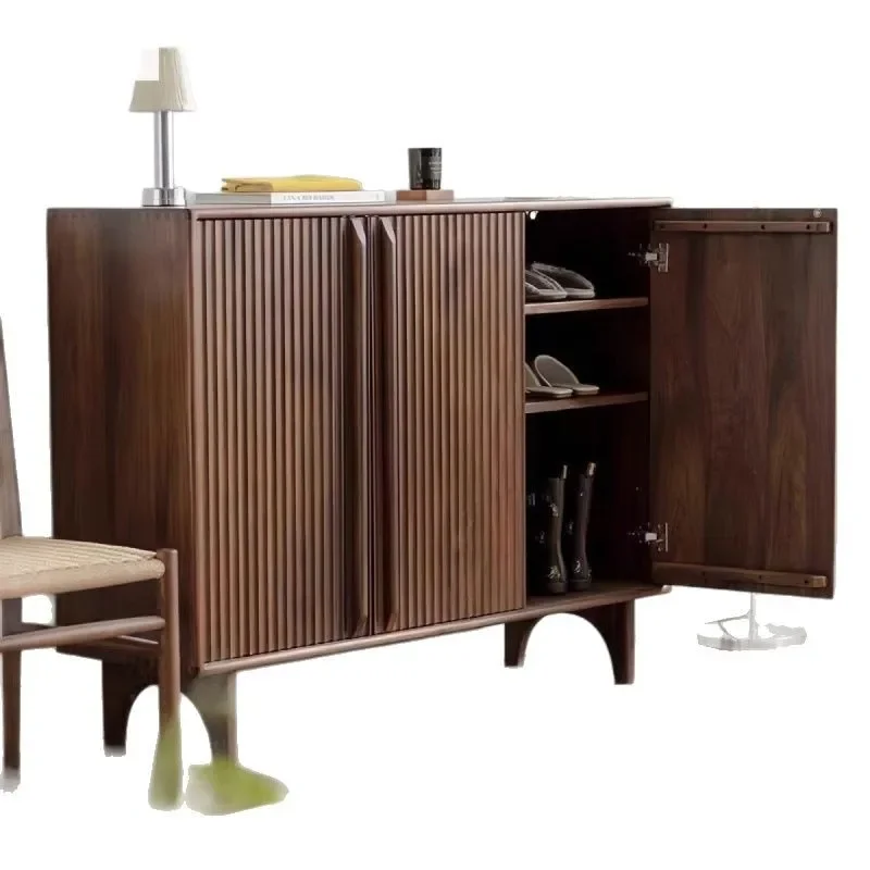 

Nordic shoe cabinet Japanese-style household shoe change simple door solid wood shoe rack entrance storage