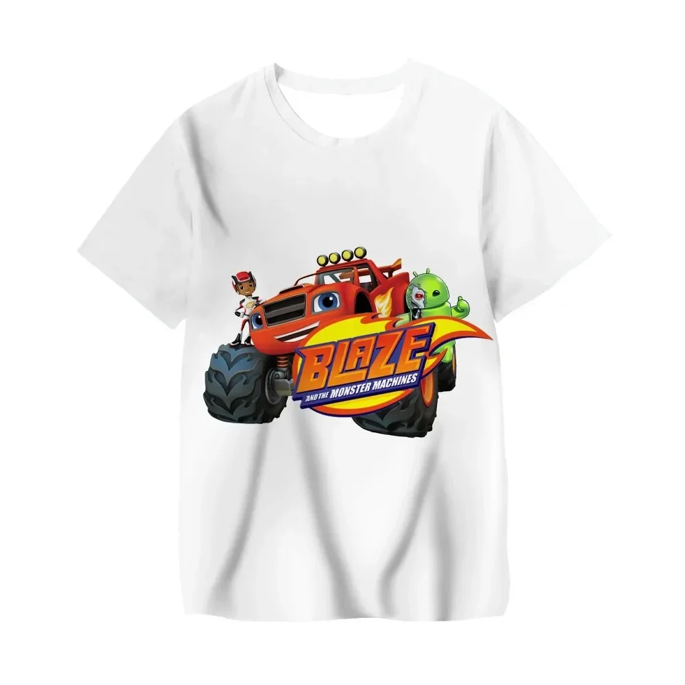 Blaze infantil e The Monster Machines Cartoon T-shirt, roupas engraçadas para crianças, roupas de meninos e meninas, tops legais de verão, novo, 2023