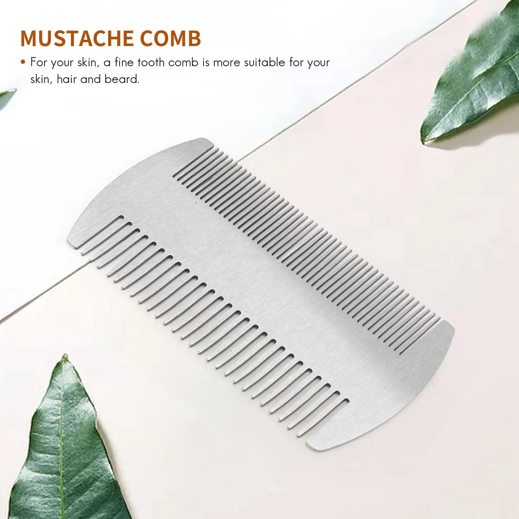 Dual Action Stainless Steel Edc Credit Card Size Comb Wallet Comb Pocket Comb Anti-Static Hair Comb Beard Mustache Comb For Man