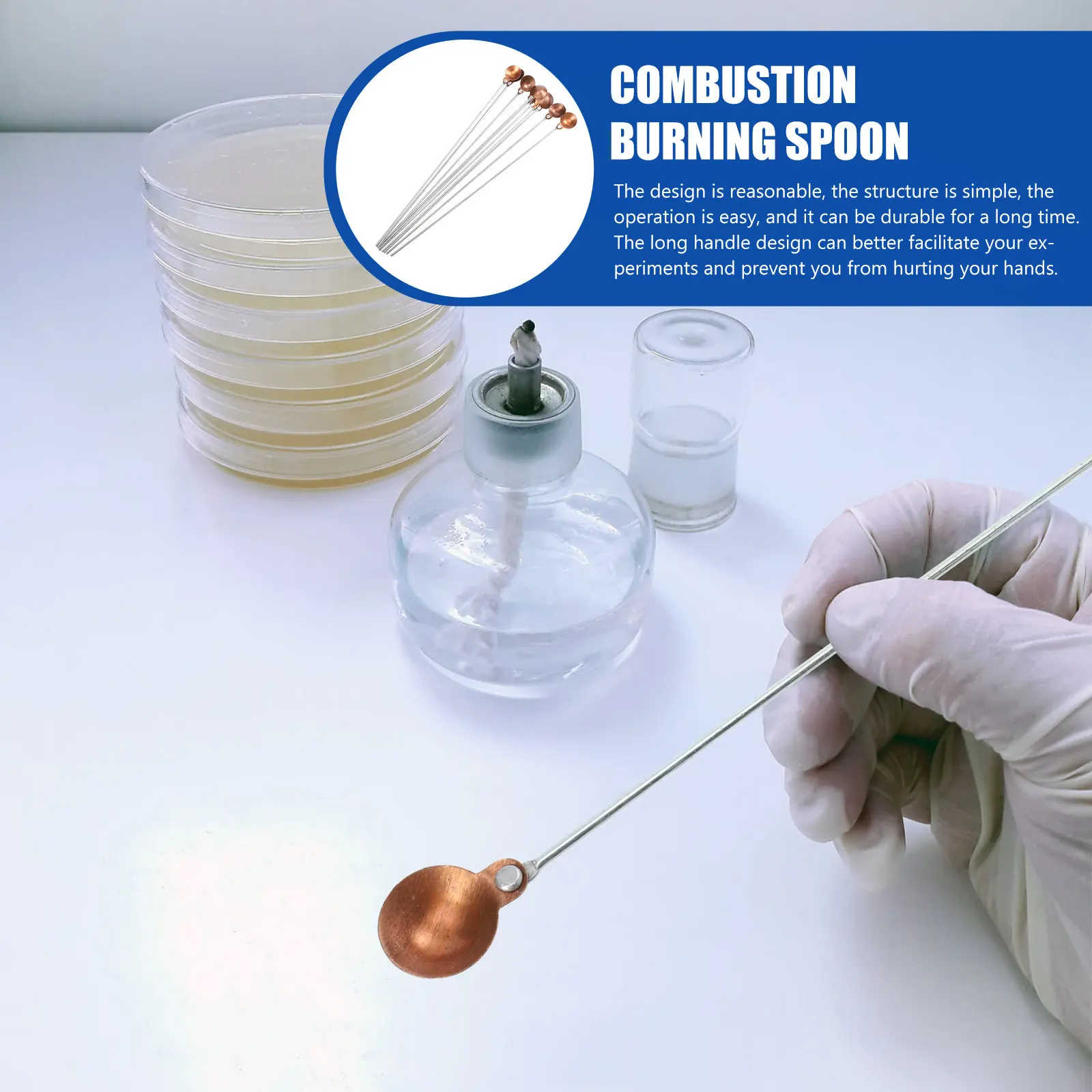 

10Pcs Combustion Burning Spoon Copper Iron Long Handle Chemical Experiment Tool Teaching Instrument Laboratory Supplies