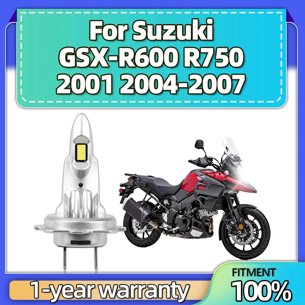 

For Suzuki GSX-R600 R750 2001 2004 2005 2006 2007 1Pcs CSP 3570 Chip Motorcycle H7 LED Headlight 6000K White 15000LM Bulbs