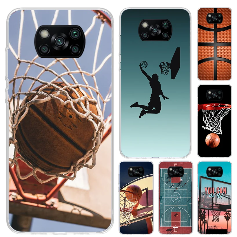 Funda de teléfono deportiva para baloncesto, carcasa suave con estampado para Xiaomi Poco X6, X5, X4, X3, Nfc, F6, F5, F4, GT, F3, F2 Pro, F1, M5S, M4, M3, 5G