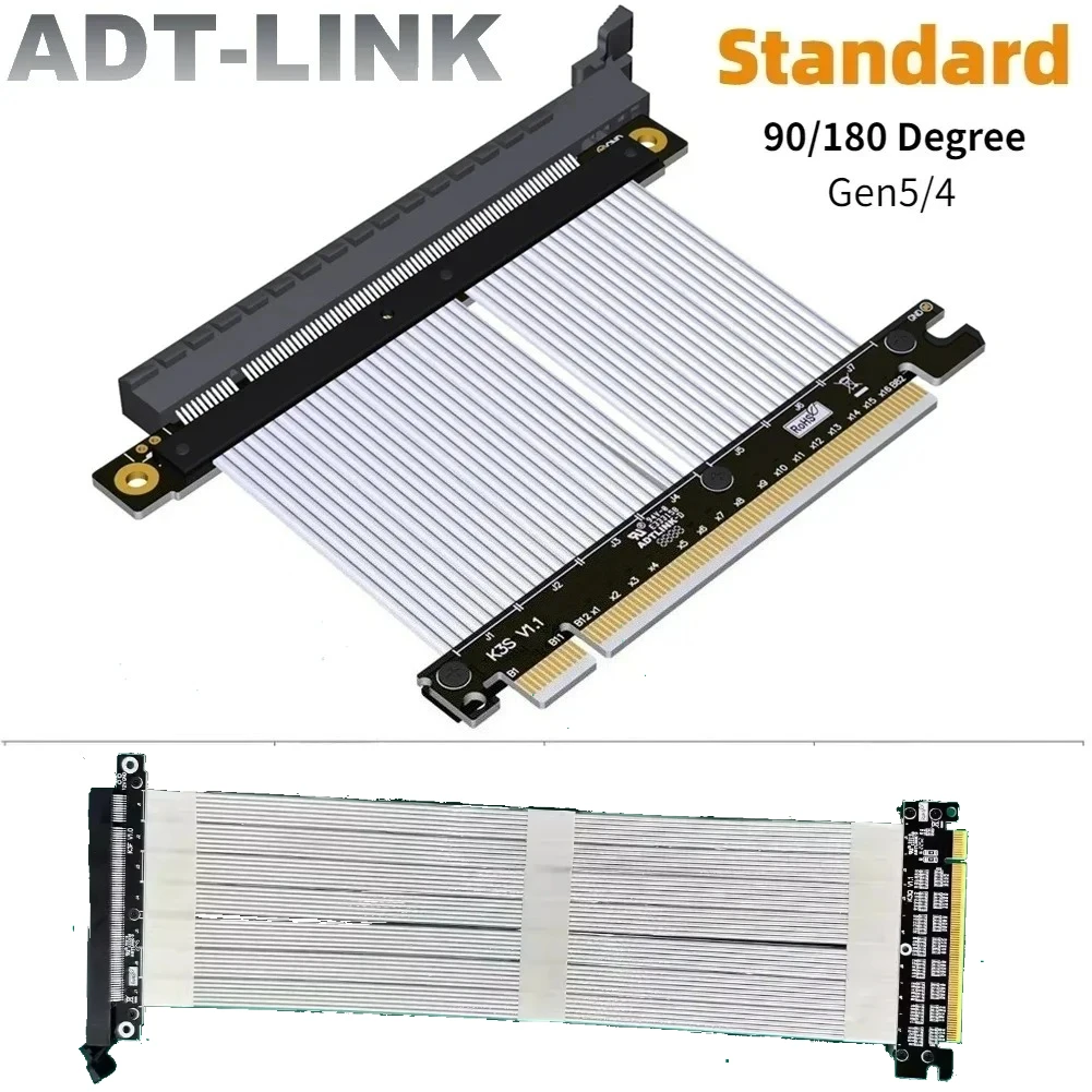 

ADT-Link New PCI-E 4.0 16x Riser Cable Graphics Video Card Extension x16 to x16 GPU Extender Gen4 For ATX Vertical 90 Flat Mount
