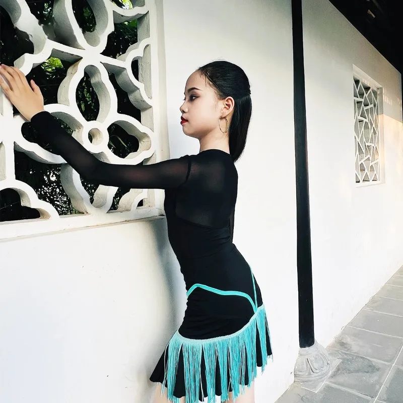 子供用ラテンダンス服 春夏新作 高級女の子ダンス服 練習トレーニングパフォーマンス服セット