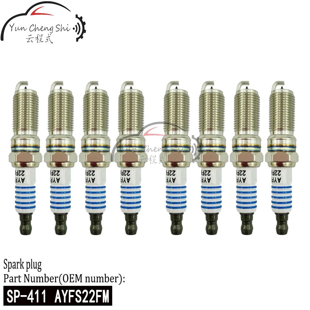 8pcs/Lot New Platinum Spark Plug AYFS22FM SP-411 For Ford Fiesta Edge  Mazda Lincoln Cadillac  SP411 SP 411