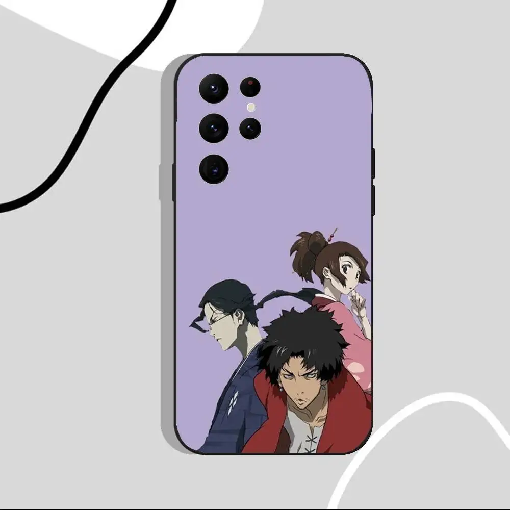 Custodia per telefono Samurai Champloo Anime per Samsung S25, S24 Ultra, S20, S30 plus, S22 Plus, S23, Ultra 5G Custodia in silicone nero